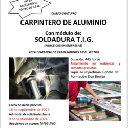 Curso gratuito de aluminio con soldaduras T.I.G.