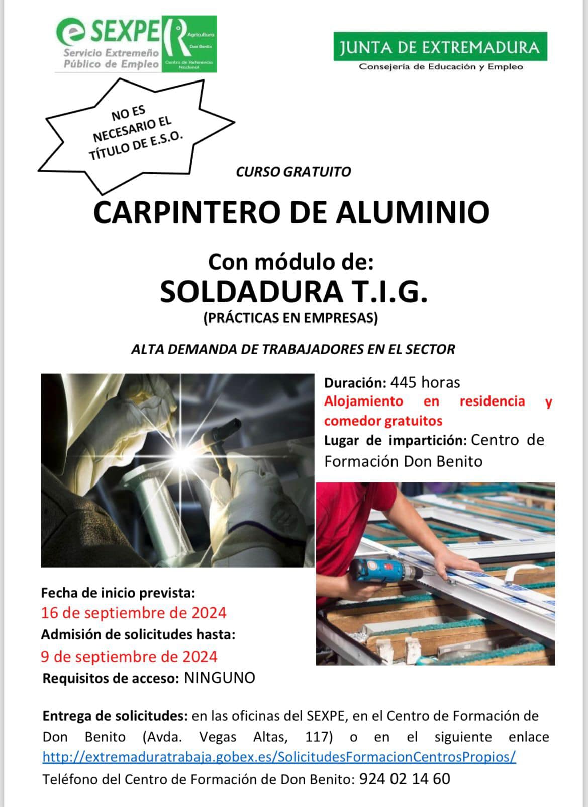 Curso gratuito de aluminio con soldaduras T.I.G.